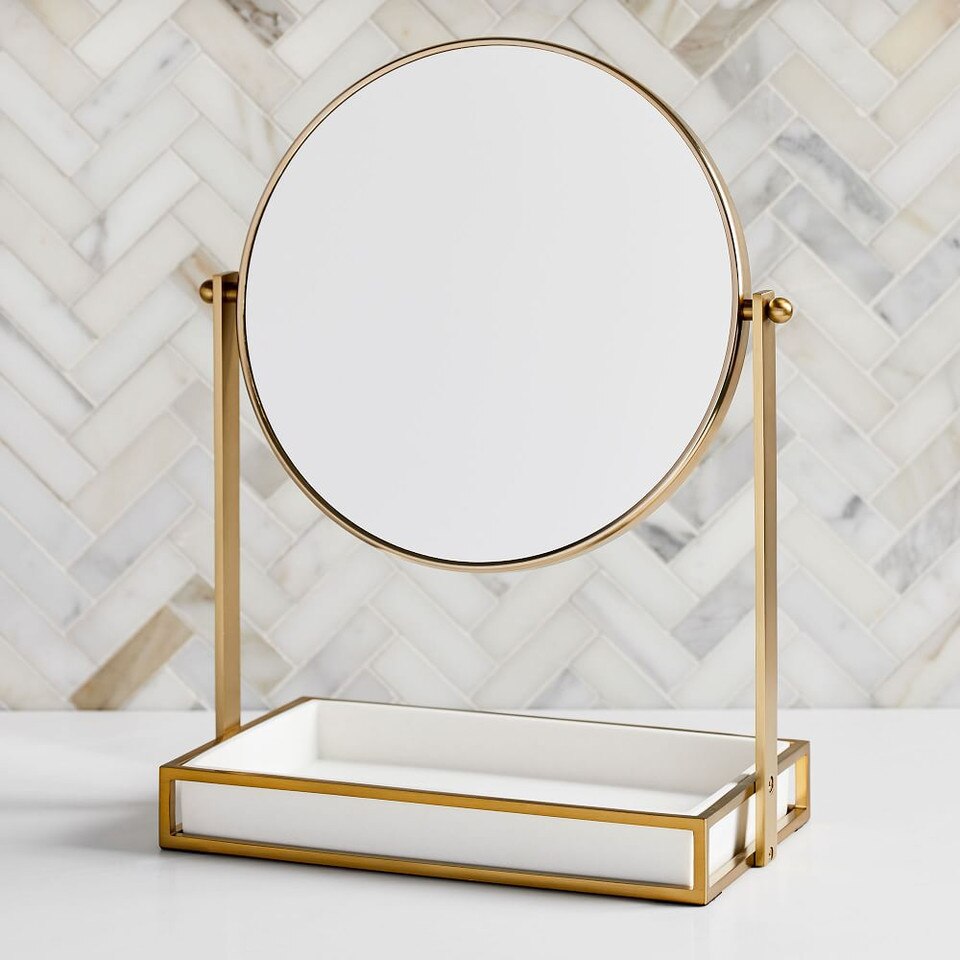 Modern Resin Stone Vanity Mirror Antique Brass West Elm Australia